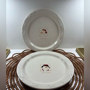 Hallmark Snowman Holiday Plates - Cream and Red